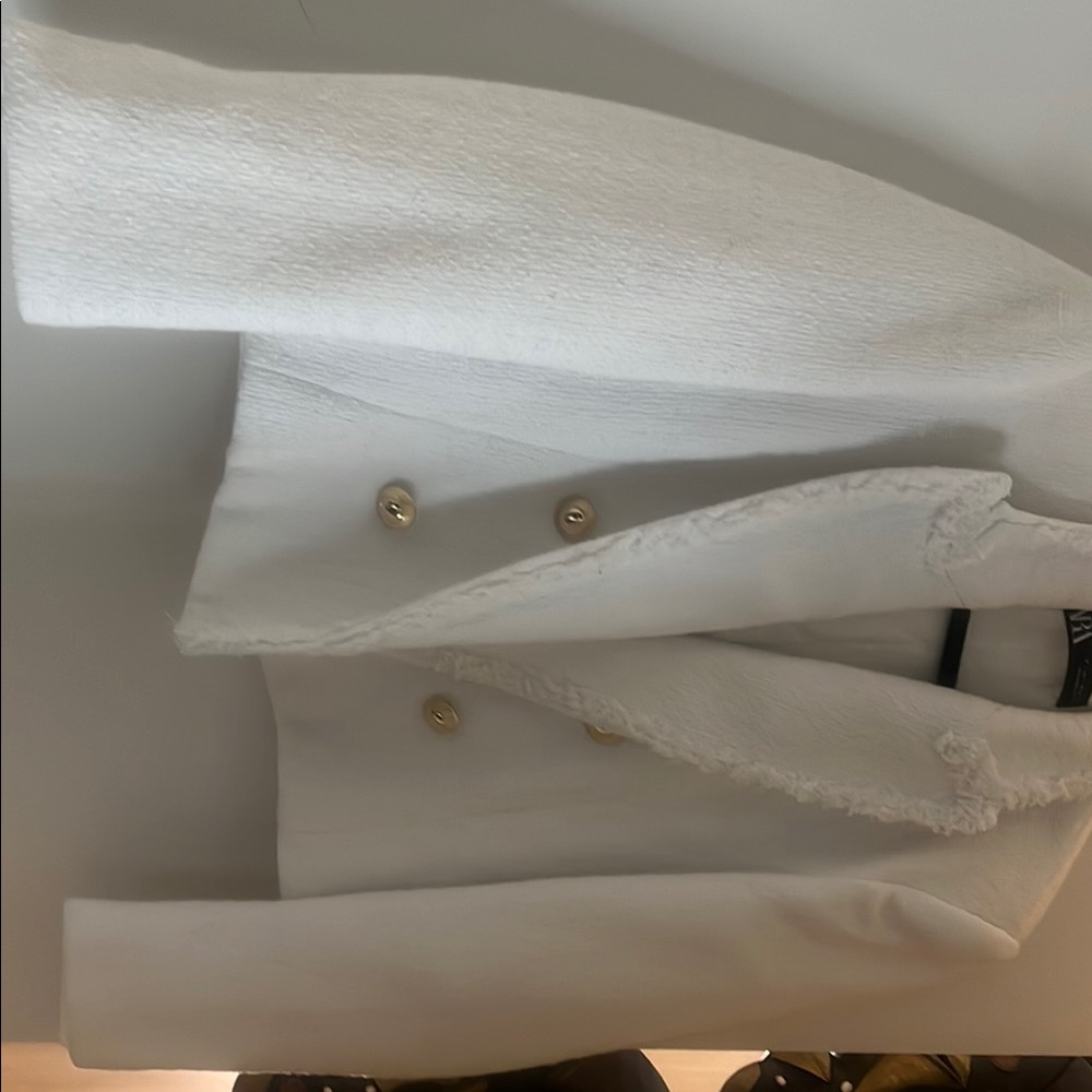 Elegant White Blazer with Gold Buttons